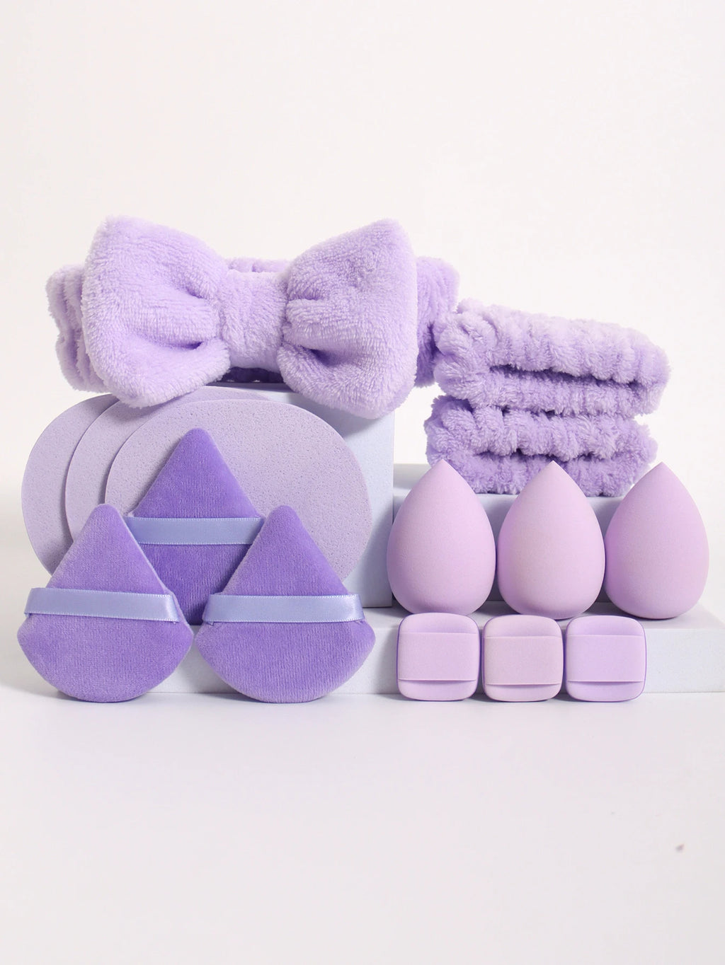 VELOURA 15-Piece Makeup Sponge Set with Headband