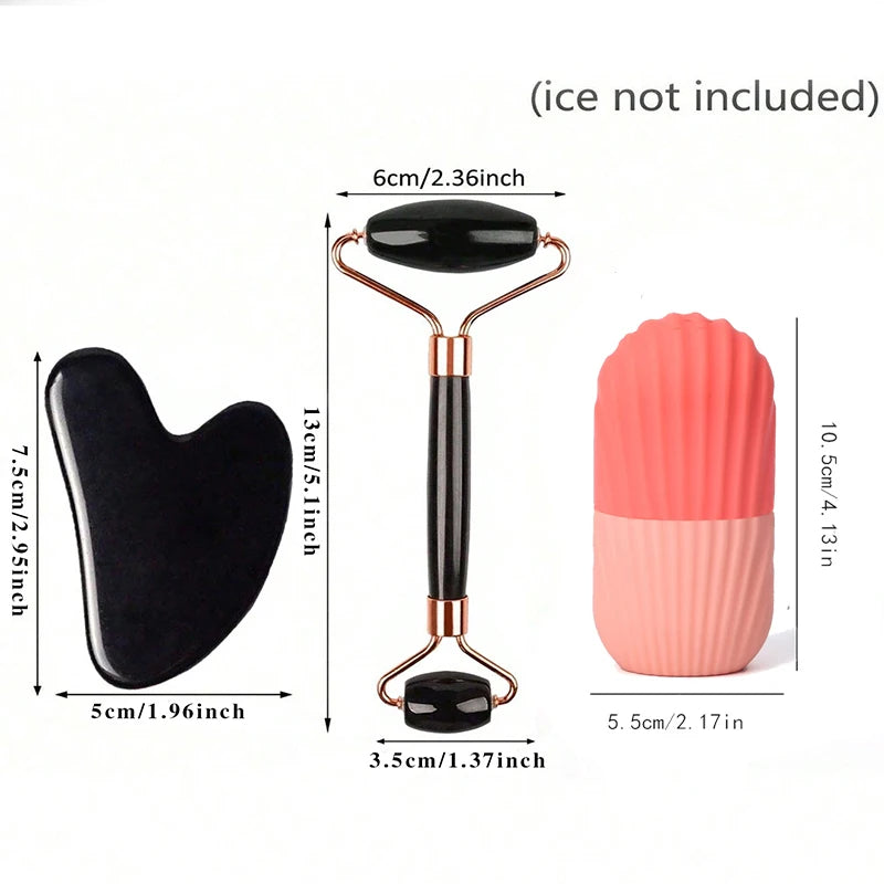 ELOURA Ice Face Roller &amp; Gua Sha Facial Massage Set