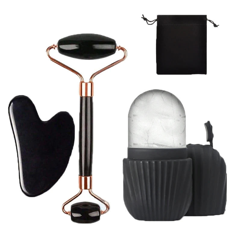 ELOURA Ice Face Roller &amp; Gua Sha Facial Massage Set