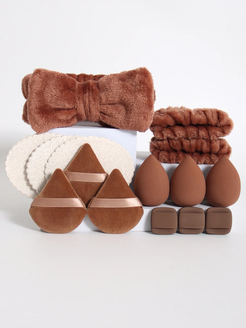 VELOURA 15-Piece Makeup Sponge Set with Headband