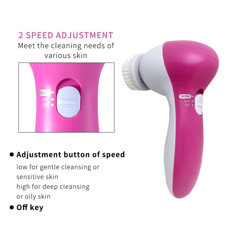VELOURA 5-in-1 Electric Facial Cleansing Brush